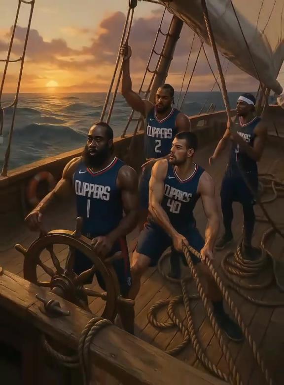 网友AI创作休赛期补强的快船：从小帆船到大战舰